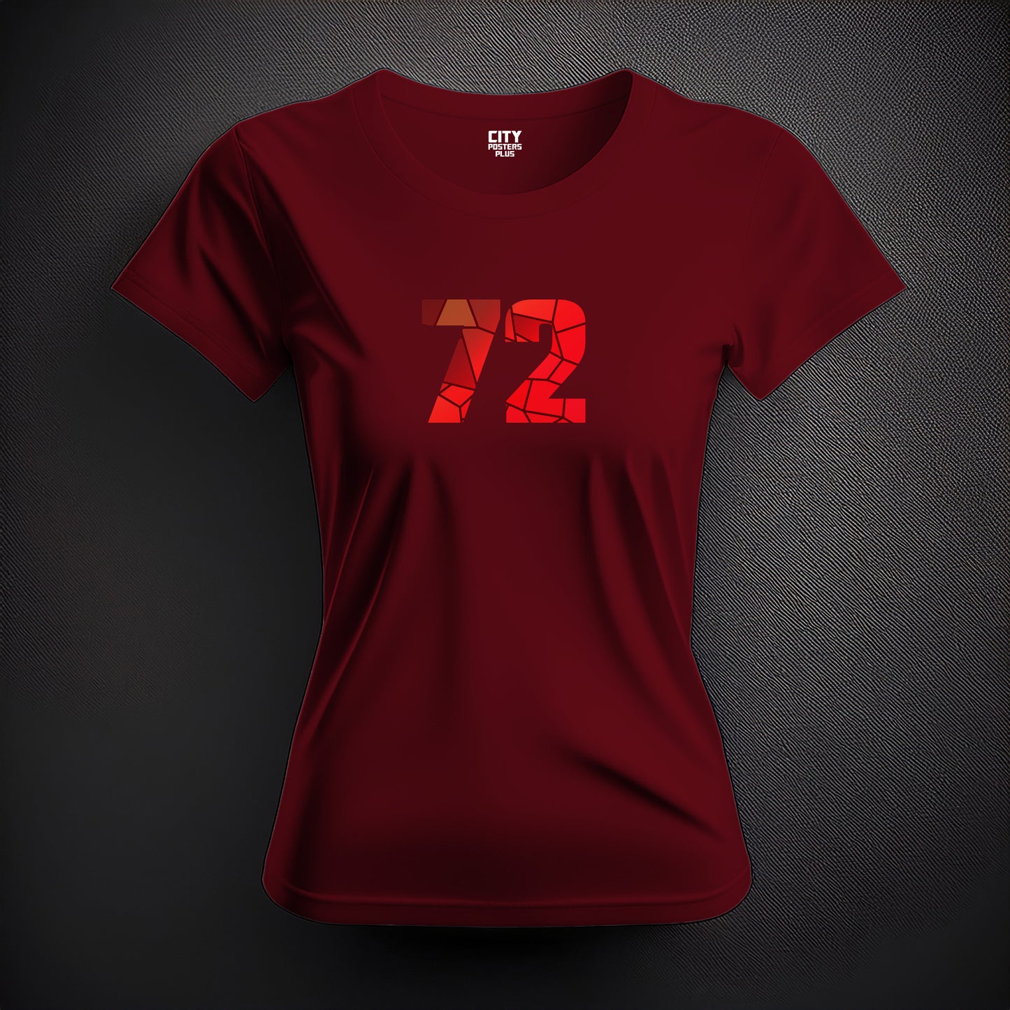 City Posters Plus 72 Number Women T-Shirt (Maroon) | Stylish Numeric Graphic Tee