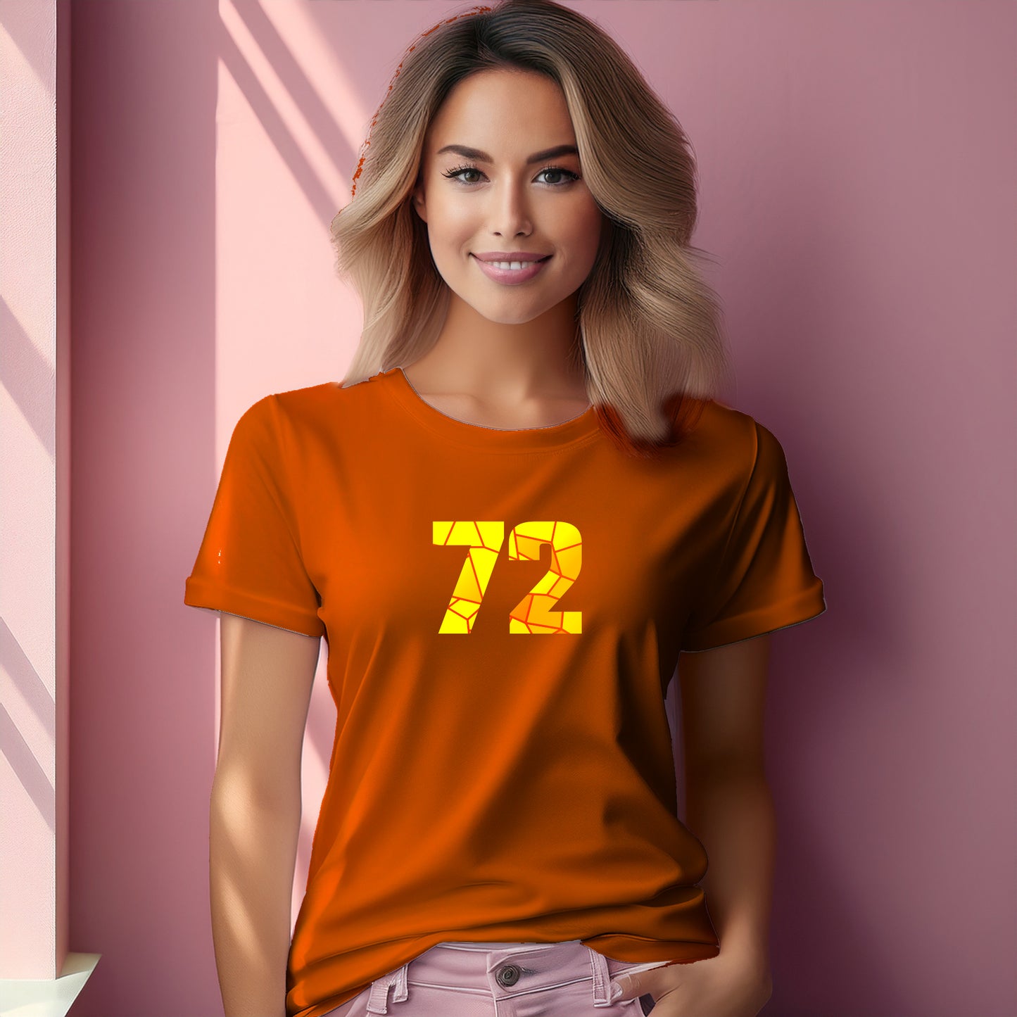 72 Number Women T-Shirt (Orange) | Stylish Numeric Graphic Tee