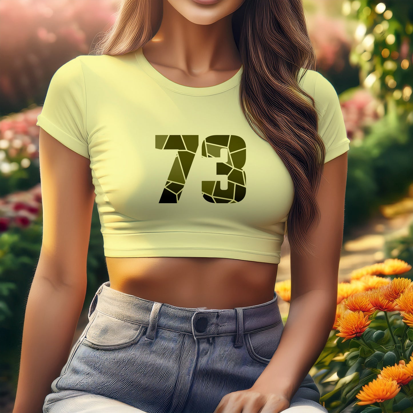 City Posters Plus 73 Number Women Crop Top (Butter Yellow)