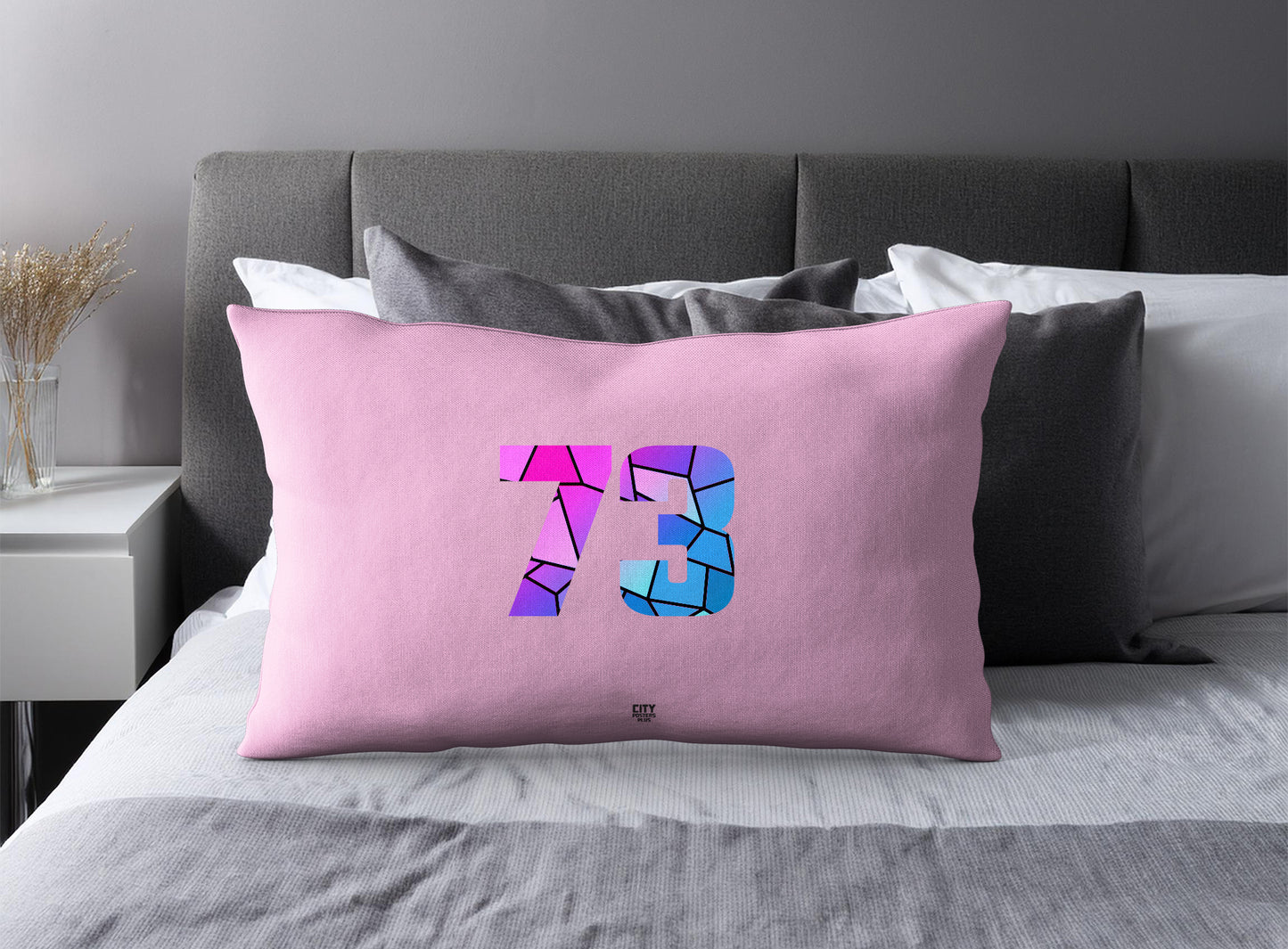 73 Number Square & Rectangle Pillow Cases | Modern Numeric Throw Pillow Covers | Print Deliver Plus by City Posters Plus