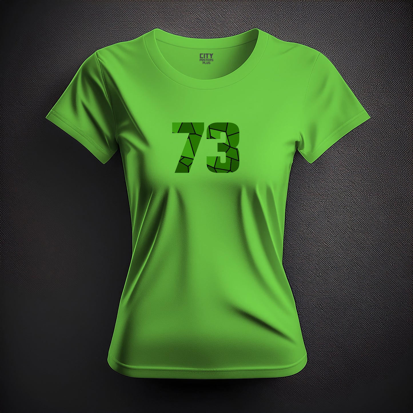 City Posters Plus 73 Number Women T-Shirt (Liril Green) | Stylish Numeric Graphic Tee