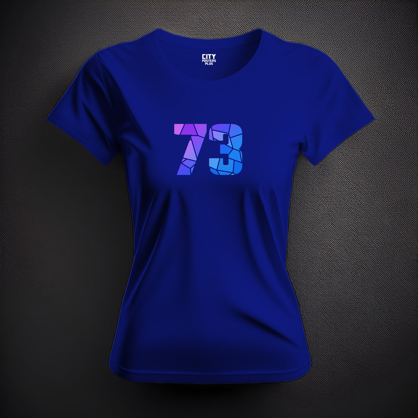 City Posters Plus 73 Number Women T-Shirt (Royal Blue) | Stylish Numeric Graphic Tee