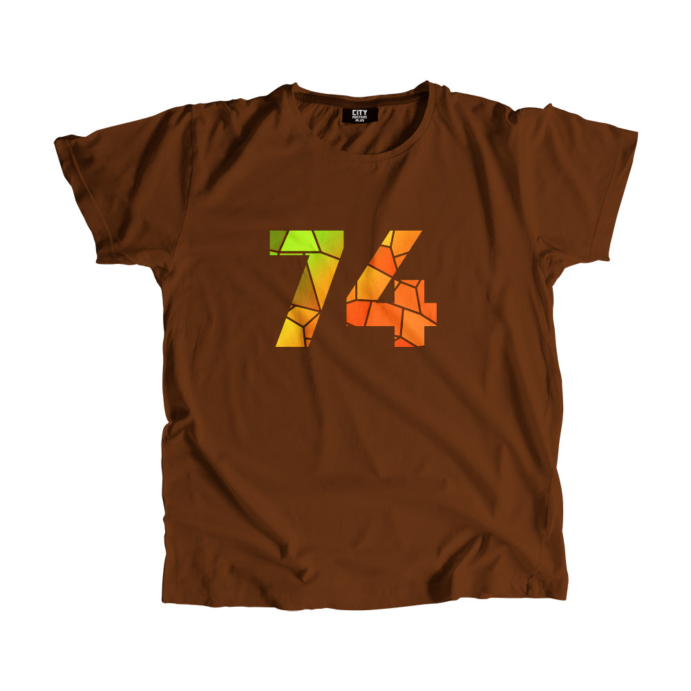 74 Number Men Unisex T-Shirt  (Brown)| Classic Numeric Graphic Tee