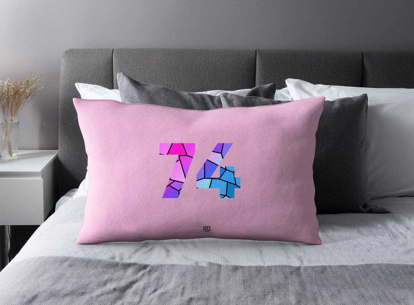 74 Number Square & Rectangle Pillow Cases | Modern Numeric Throw Pillow Covers | Print Deliver Plus by City Posters Plus