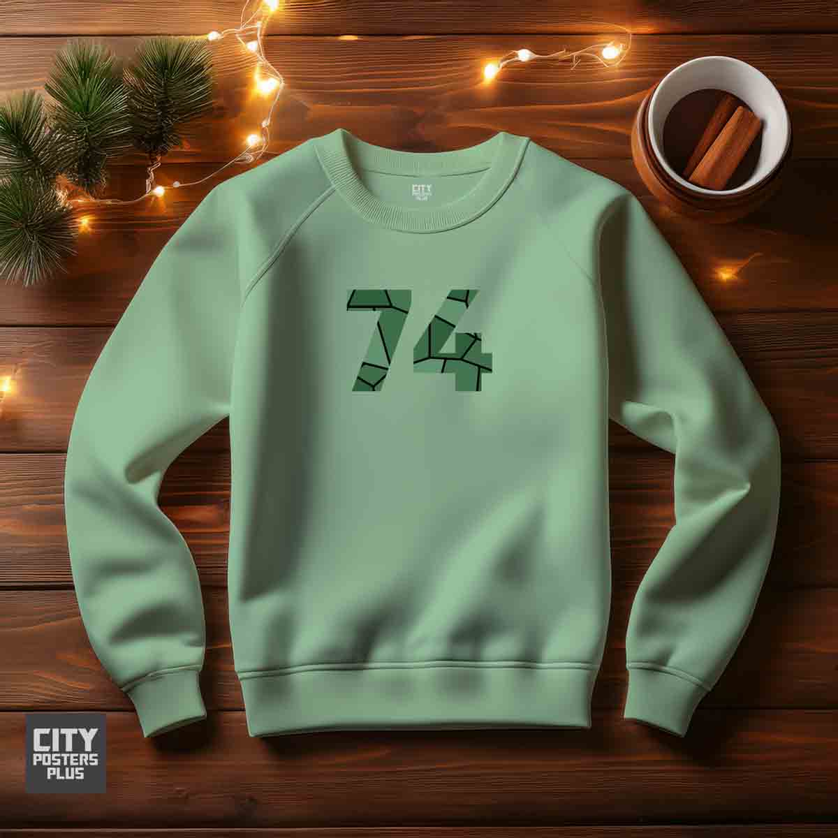 74 Number Unisex Sweatshirt (Mini Green)  Premium Graphic Crewneck