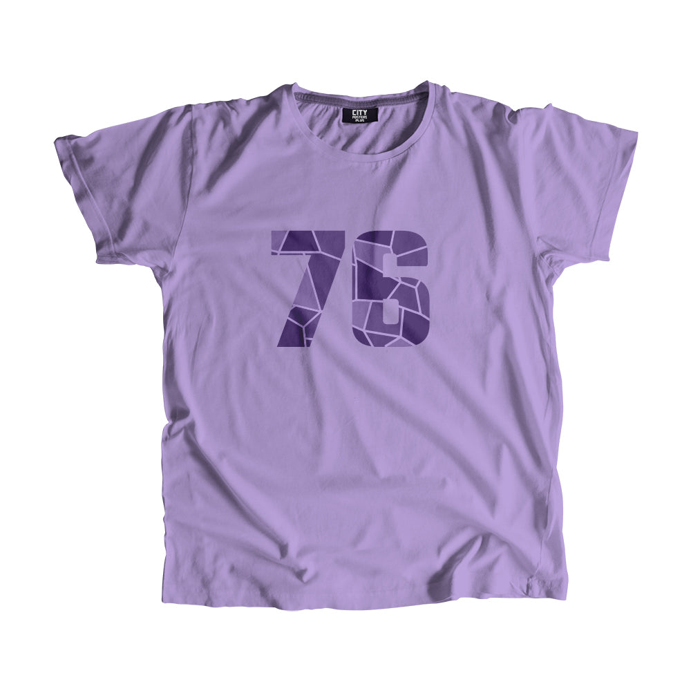 76 Number Men Unisex T-Shirt  (Iris Lavender)| Classic Numeric Graphic Tee