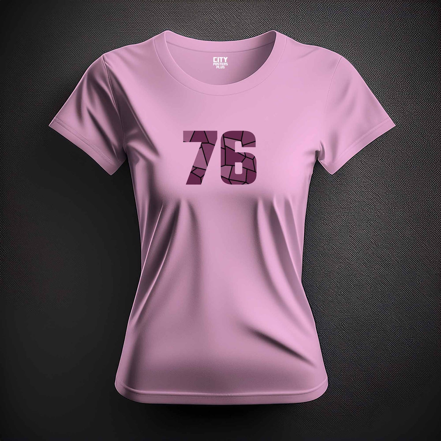 City Posters Plus 76 Number Women T-Shirt (Light Pink) | Stylish Numeric Graphic Tee