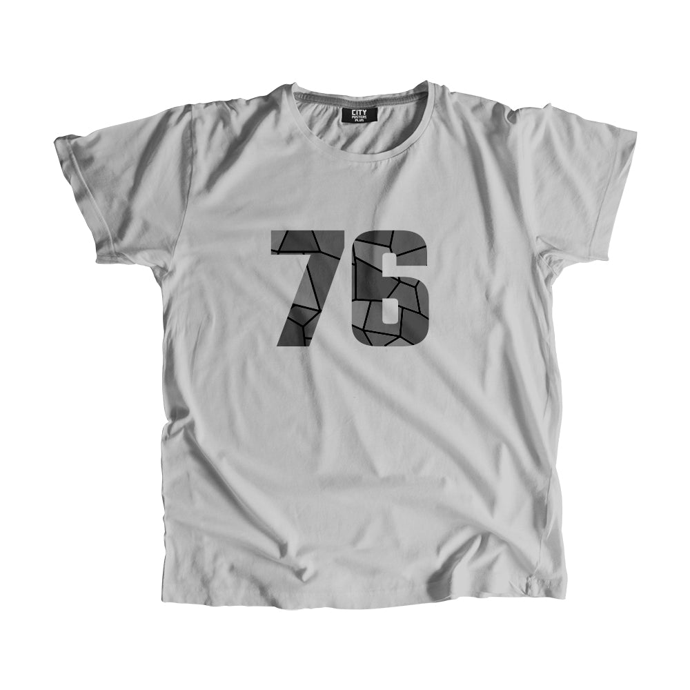 76 Number Men Unisex T-Shirt  (Melange Grey)| Classic Numeric Graphic Tee