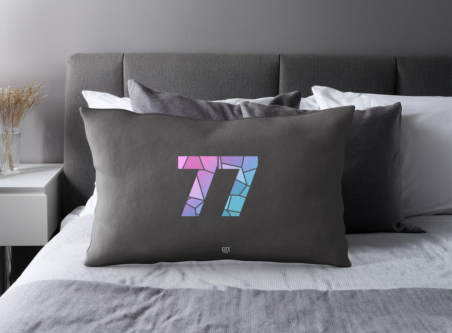 77 Number Square & Rectangle Pillow Cases | Modern Numeric Throw Pillow Covers | Print Deliver Plus by City Posters Plus
