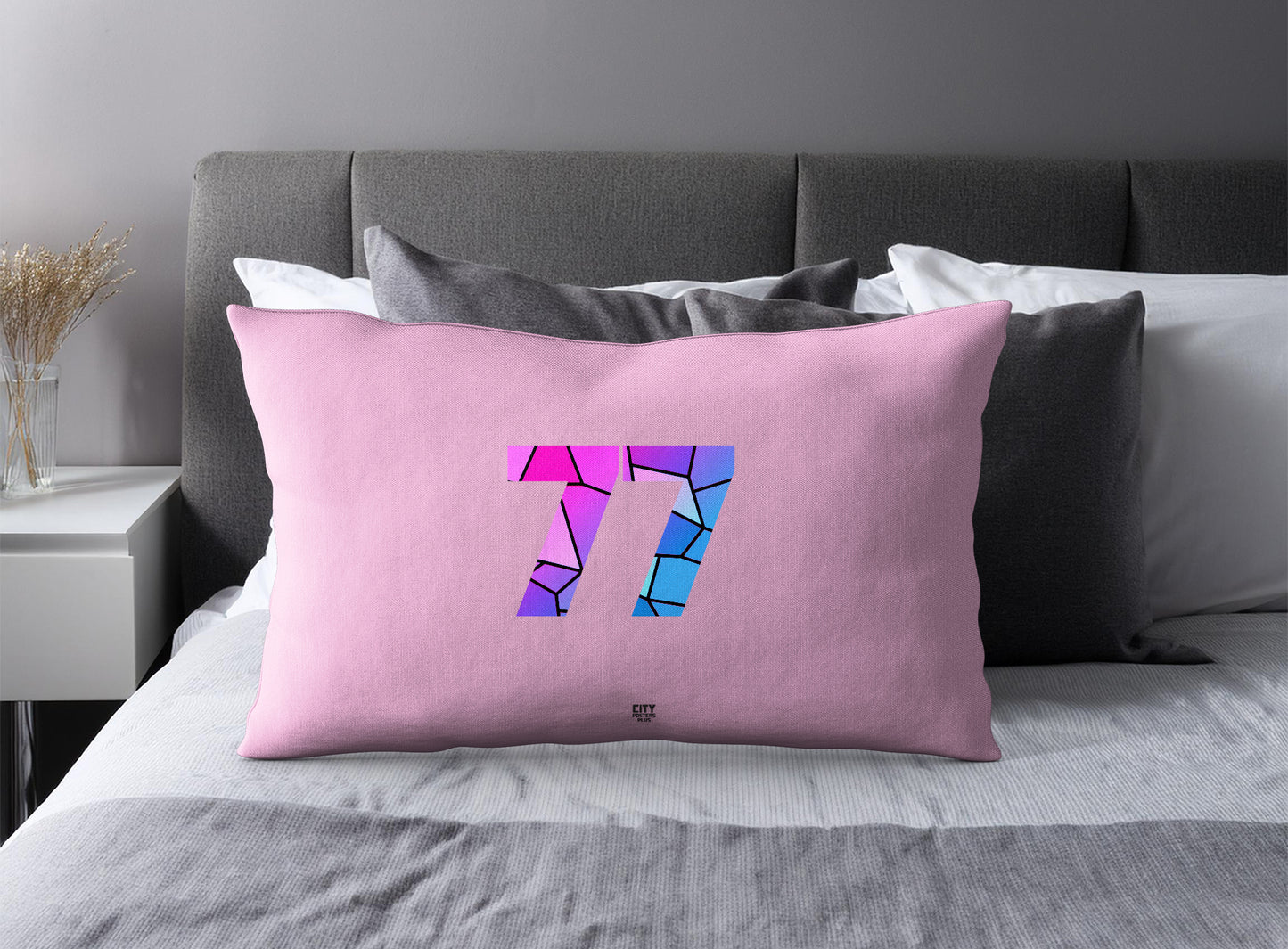 77 Number Square & Rectangle Pillow Cases | Modern Numeric Throw Pillow Covers | Print Deliver Plus by City Posters Plus