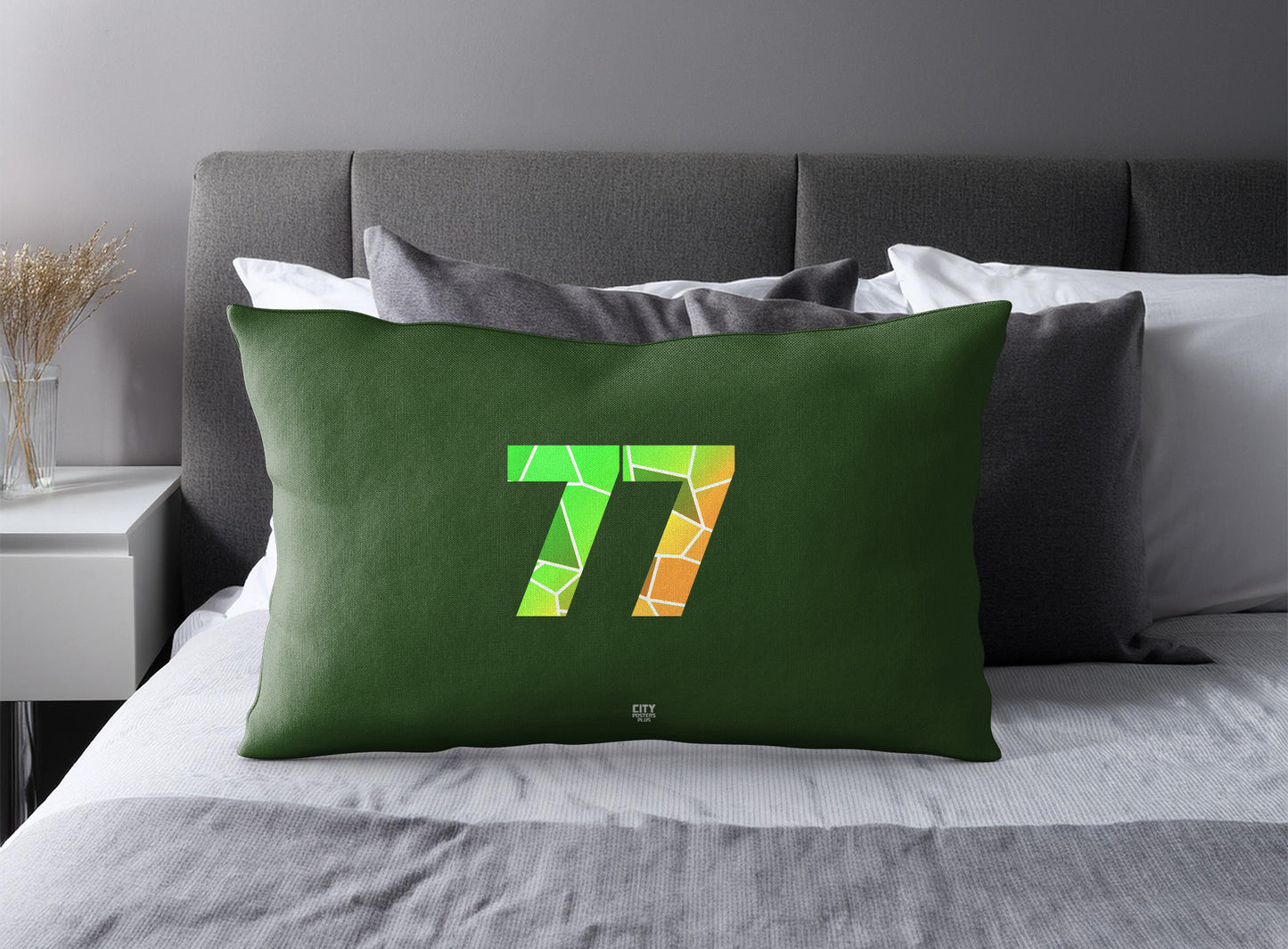 77 Number Square & Rectangle Pillow Cases | Modern Numeric Throw Pillow Covers | Print Deliver Plus by City Posters Plus