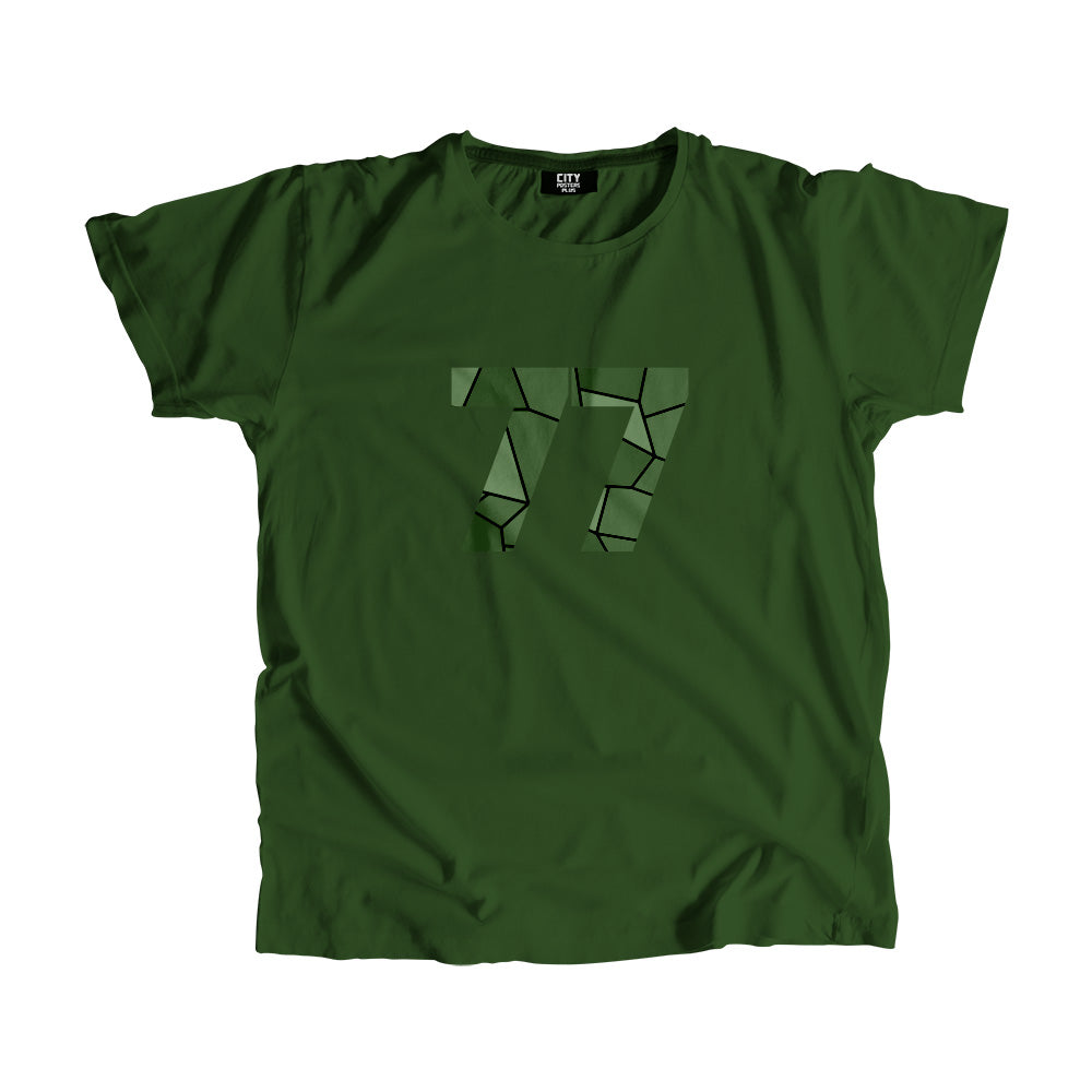 77 Number Men Unisex T-Shirt  (Olive Green)| Classic Numeric Graphic Tee