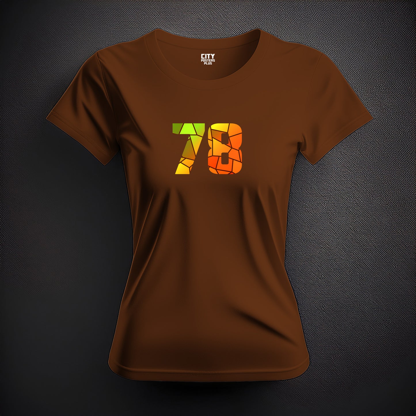 City Posters Plus 78 Number Women T-Shirt (Brown) | Stylish Numeric Graphic Tee