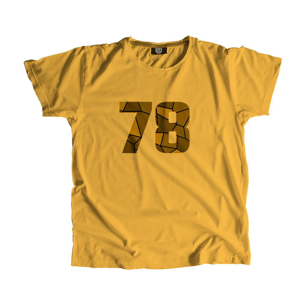 78 Number Men Unisex T-Shirt  (Golden Yellow)| Classic Numeric Graphic Tee