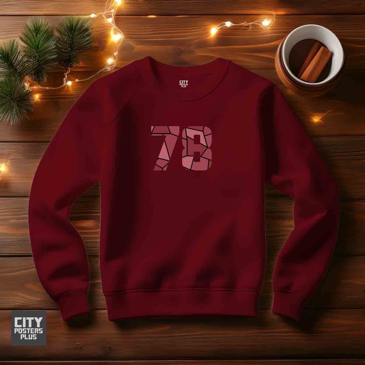 78 Number Unisex Sweatshirt (Maroon)  Premium Graphic Crewneck