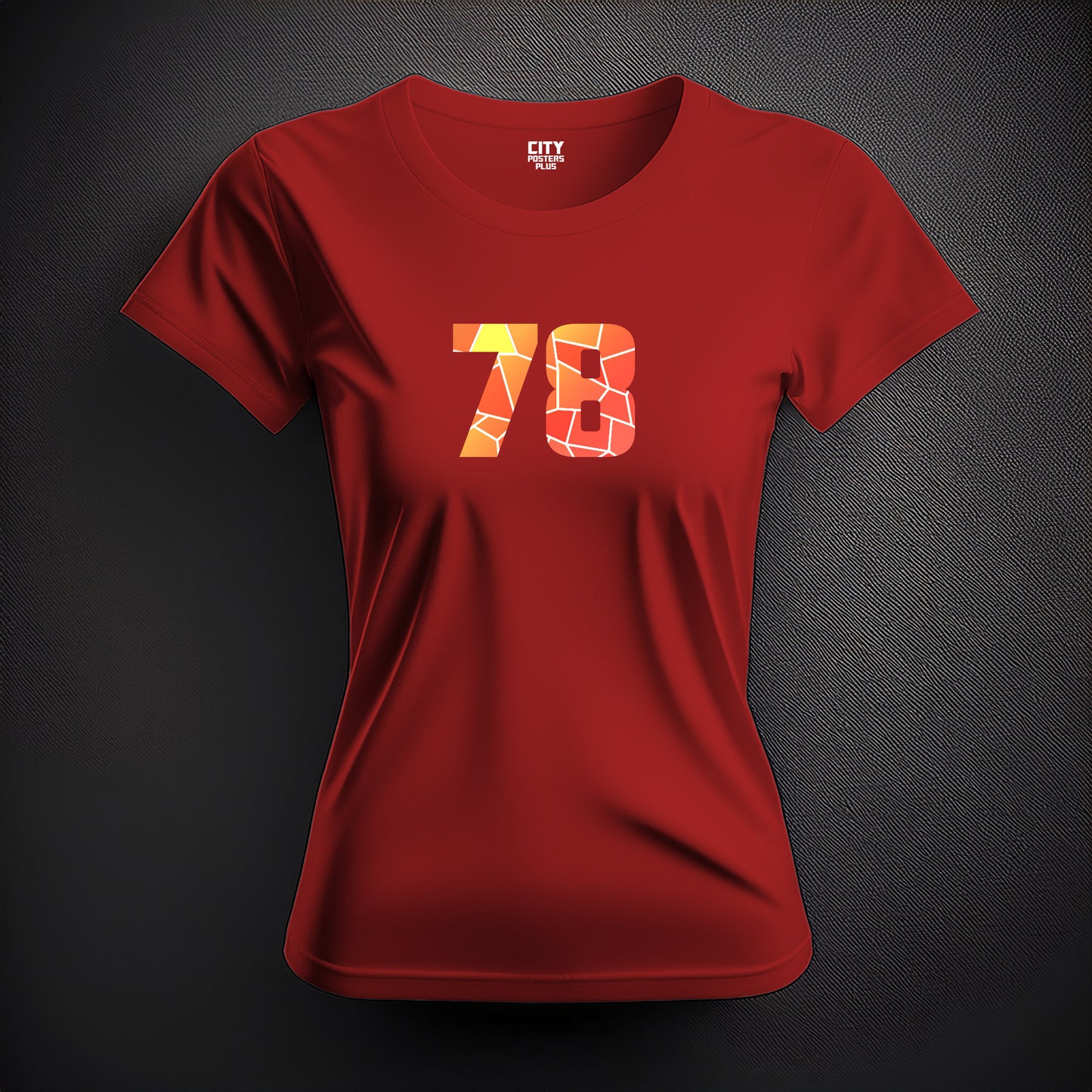 City Posters Plus 78 Number Women T-Shirt (Red) | Stylish Numeric Graphic Tee