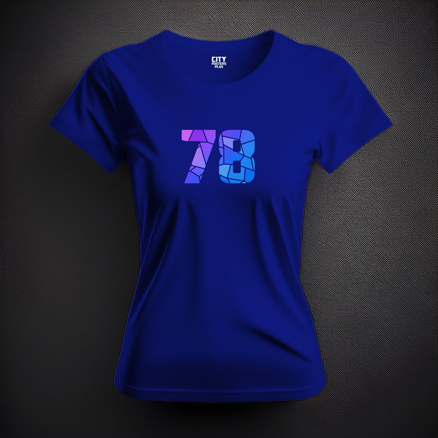 City Posters Plus 78 Number Women T-Shirt (Royal Blue) | Stylish Numeric Graphic Tee