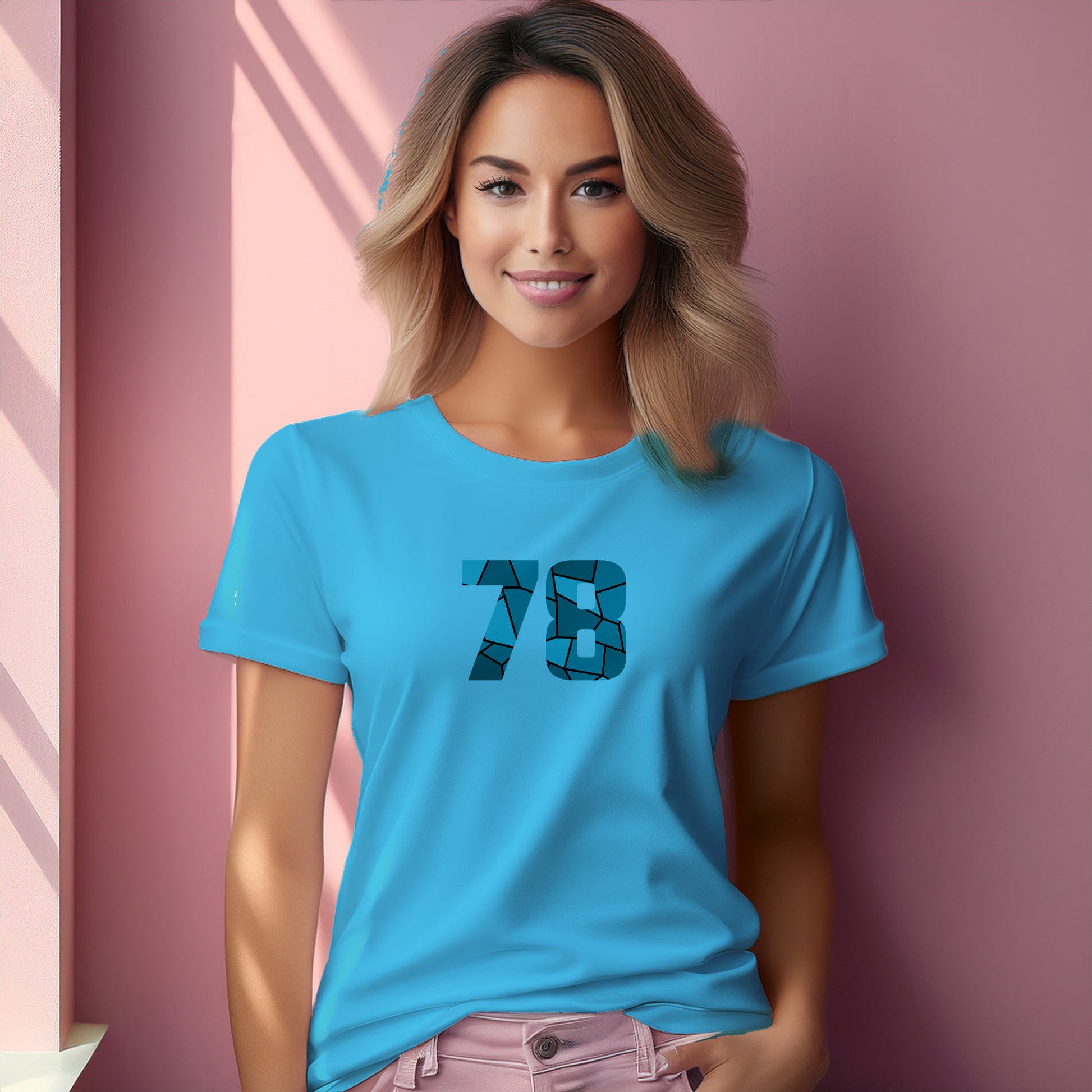 78 Number Women T-Shirt (Sky Blue) | Stylish Numeric Graphic Tee