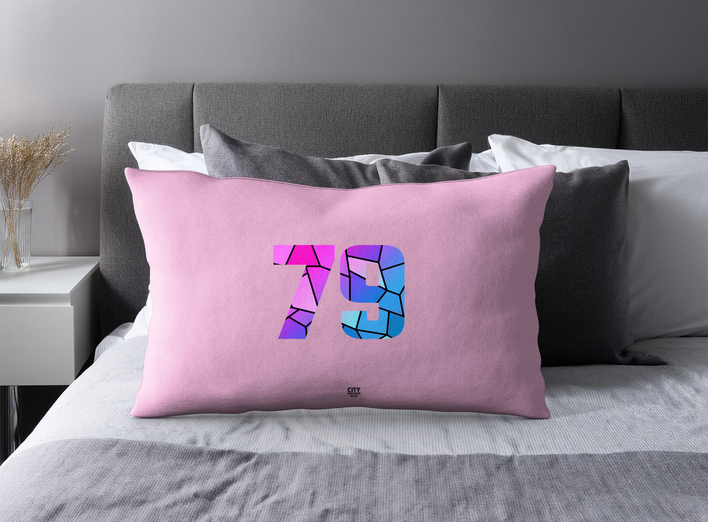 79 Number Square & Rectangle Pillow Cases | Modern Numeric Throw Pillow Covers | Print Deliver Plus by City Posters Plus