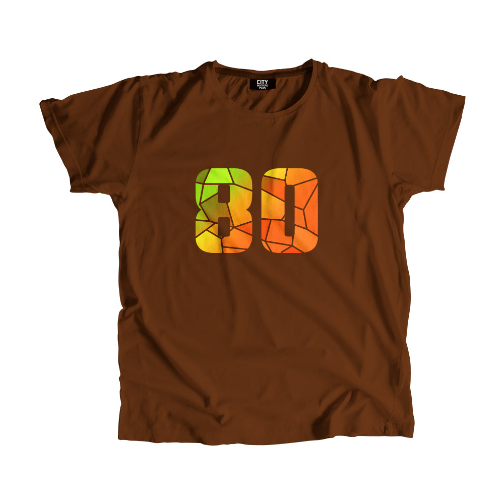 80 Number Men Unisex T-Shirt  (Brown)| Classic Numeric Graphic Tee