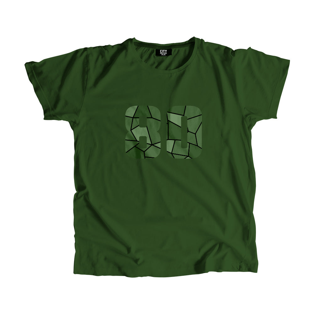 80 Number Men Unisex T-Shirt  (Olive Green)| Classic Numeric Graphic Tee