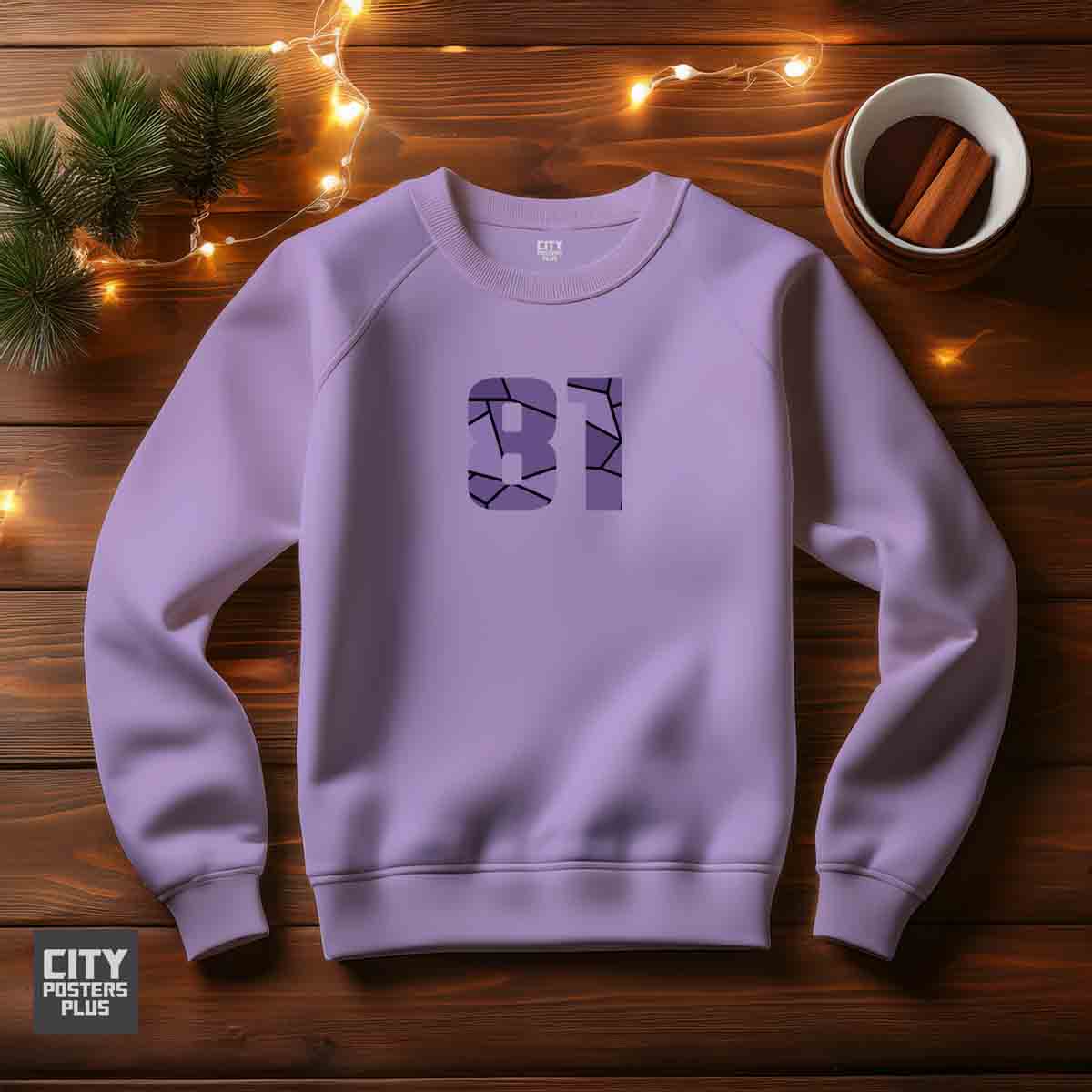 81 Number Unisex Sweatshirt (Iris Lavender)  Premium Graphic Crewneck
