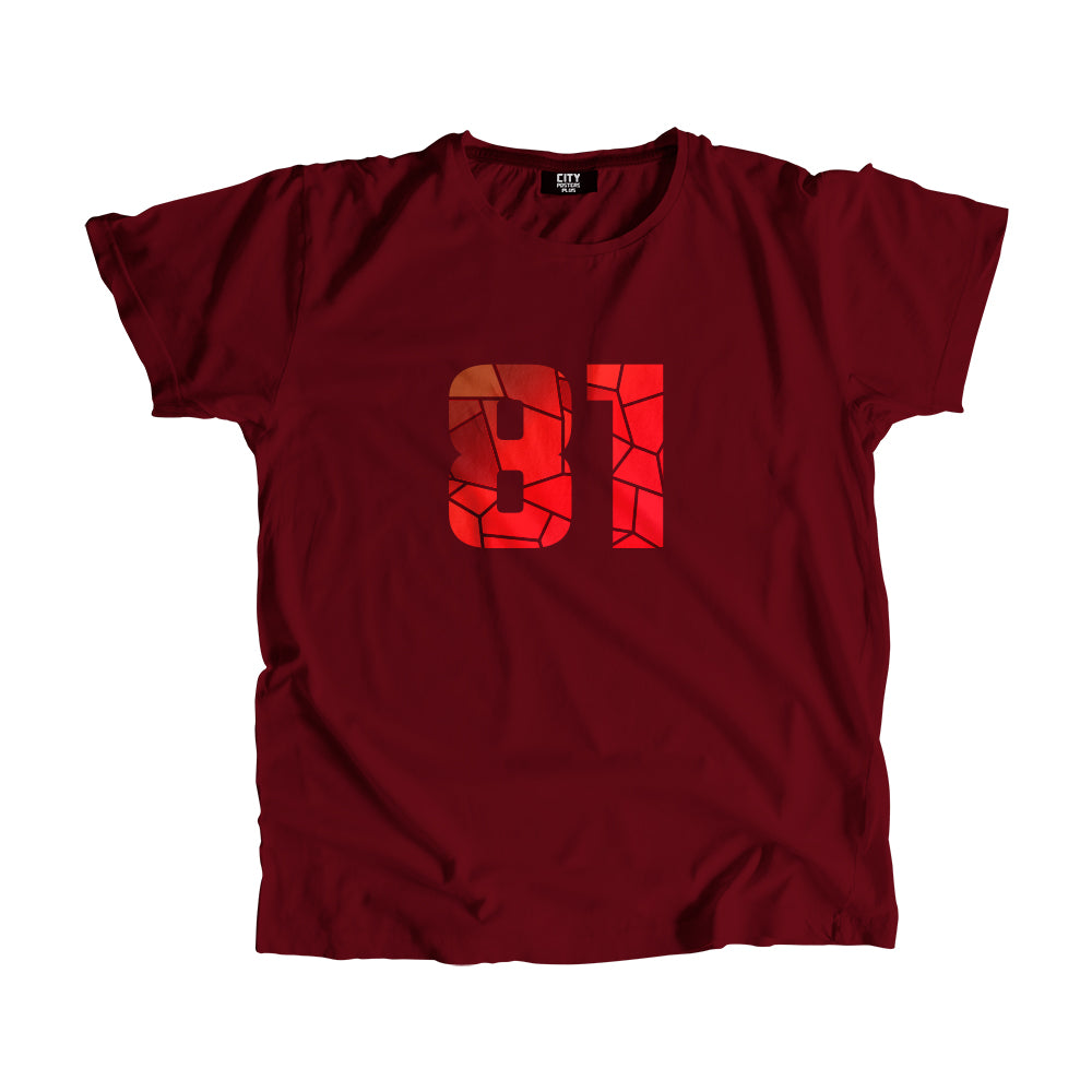 81 Number Men Unisex T-Shirt  (Maroon)| Classic Numeric Graphic Tee
