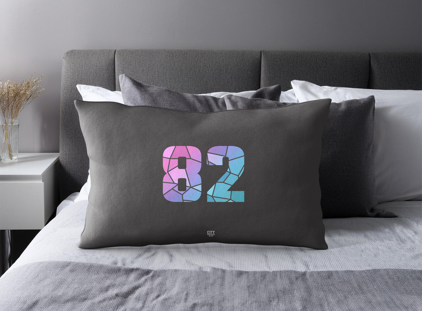 82 Number Square & Rectangle Pillow Cases | Modern Numeric Throw Pillow Covers | Print Deliver Plus by City Posters Plus
