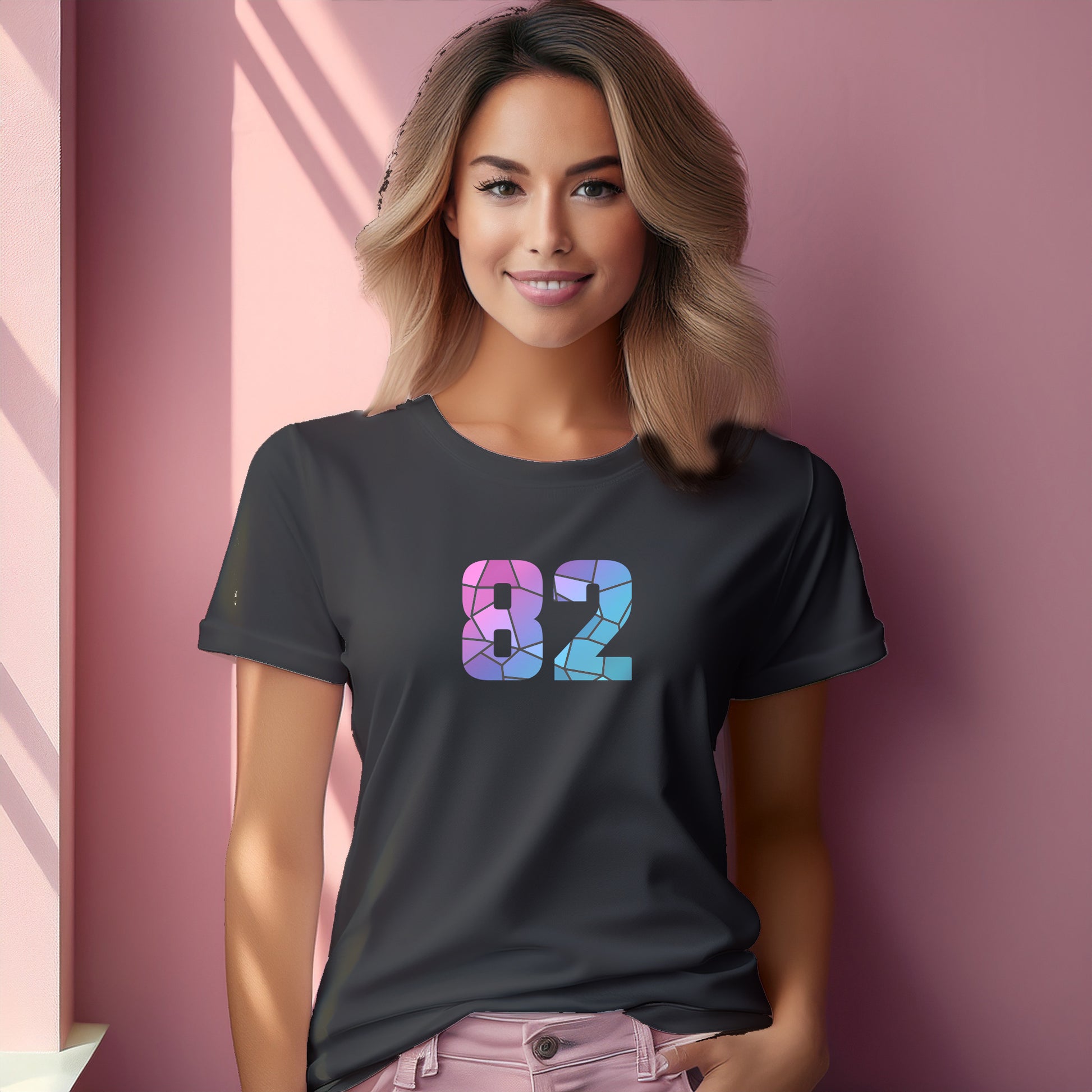 82 Number Women T-Shirt (Charcoal Grey) | Stylish Numeric Graphic Tee