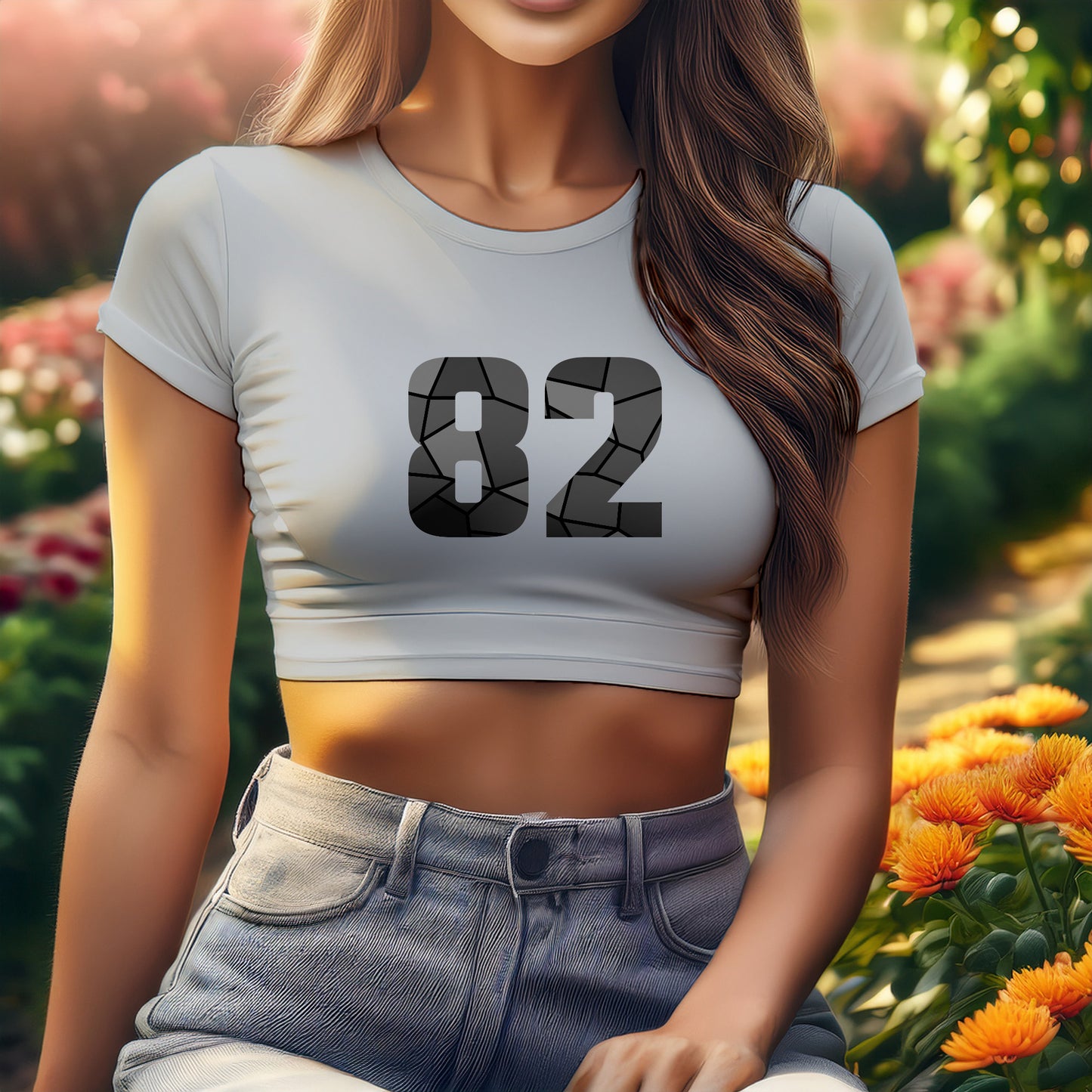 City Posters Plus 82 Number Women Crop Top (Melange Grey)