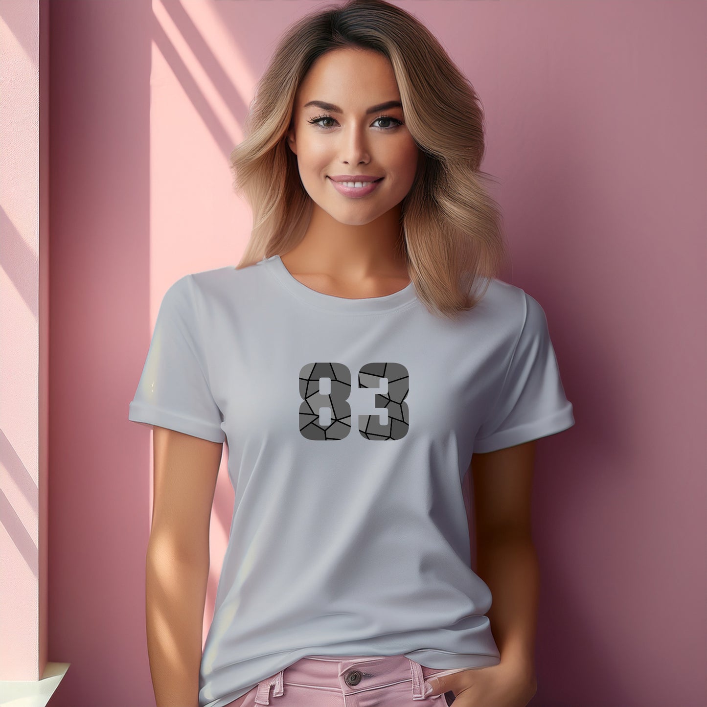 83 Number Women T-Shirt (Melange Grey) | Stylish Numeric Graphic Tee