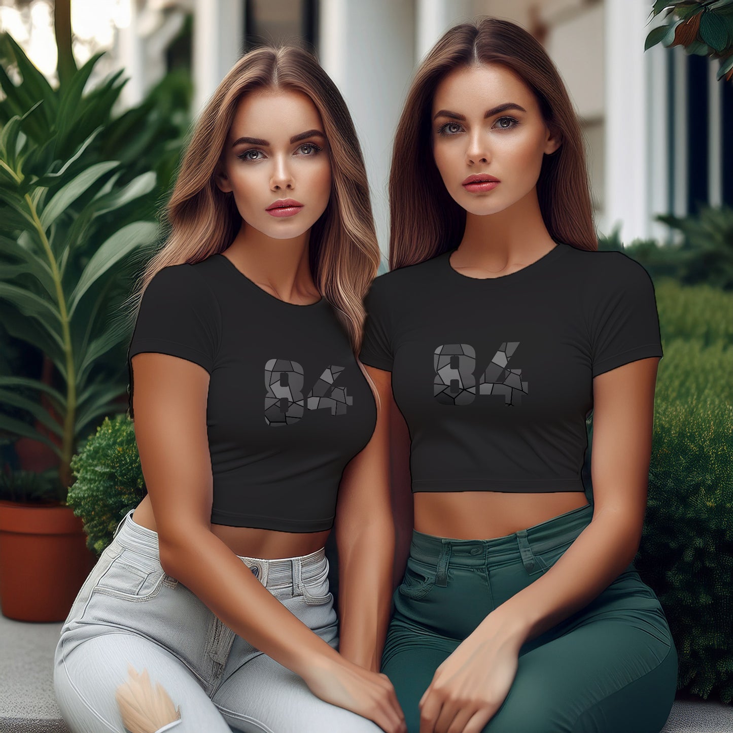 City Posters Plus 84 Number Women Crop Top (Black)