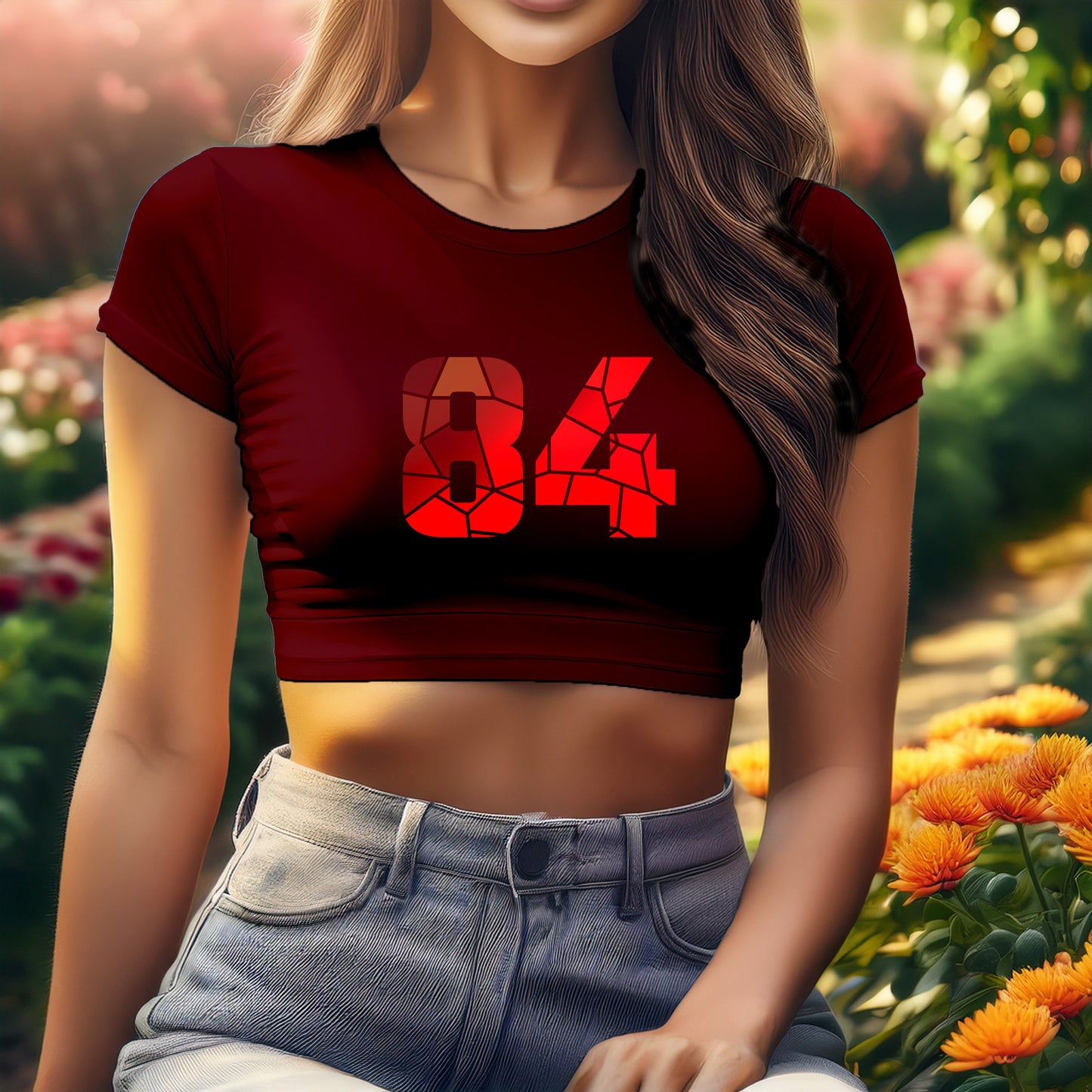 City Posters Plus 84 Number Women Crop Top (Maroon)