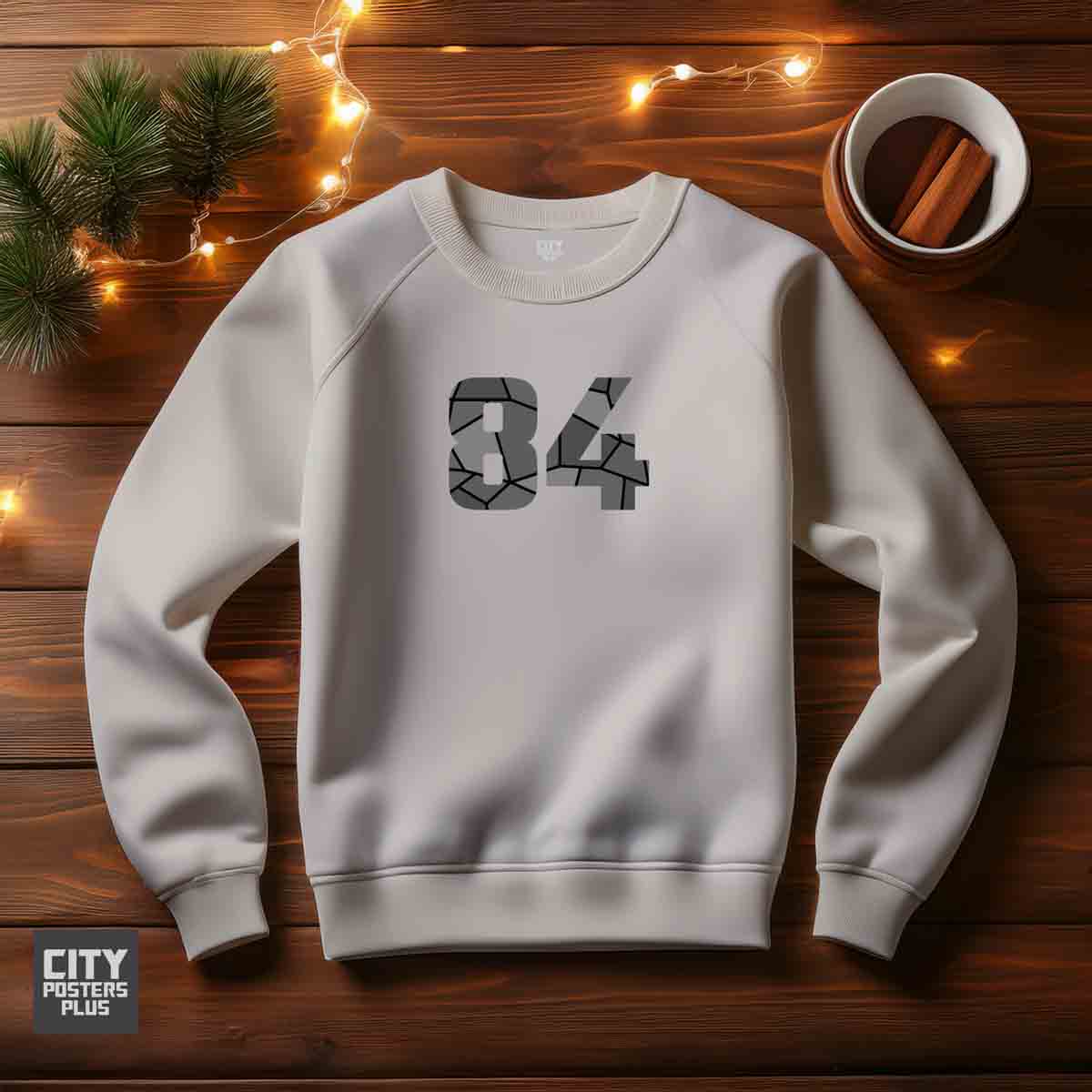84 Number Unisex Sweatshirt (Melange Grey)  Premium Graphic Crewneck
