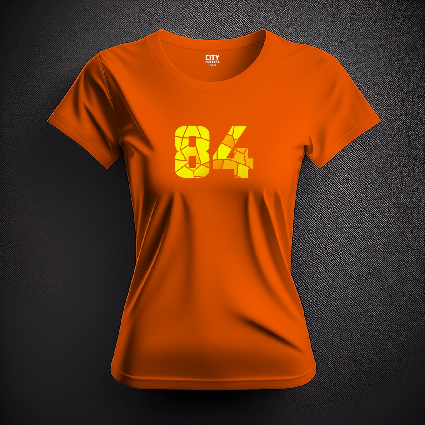 City Posters Plus 84 Number Women T-Shirt (Orange) | Stylish Numeric Graphic Tee