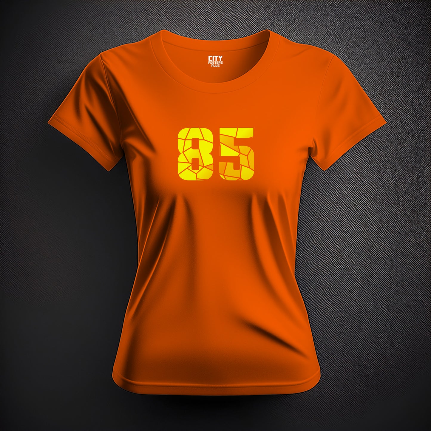 City Posters Plus 85 Number Women T-Shirt (Orange) | Stylish Numeric Graphic Tee