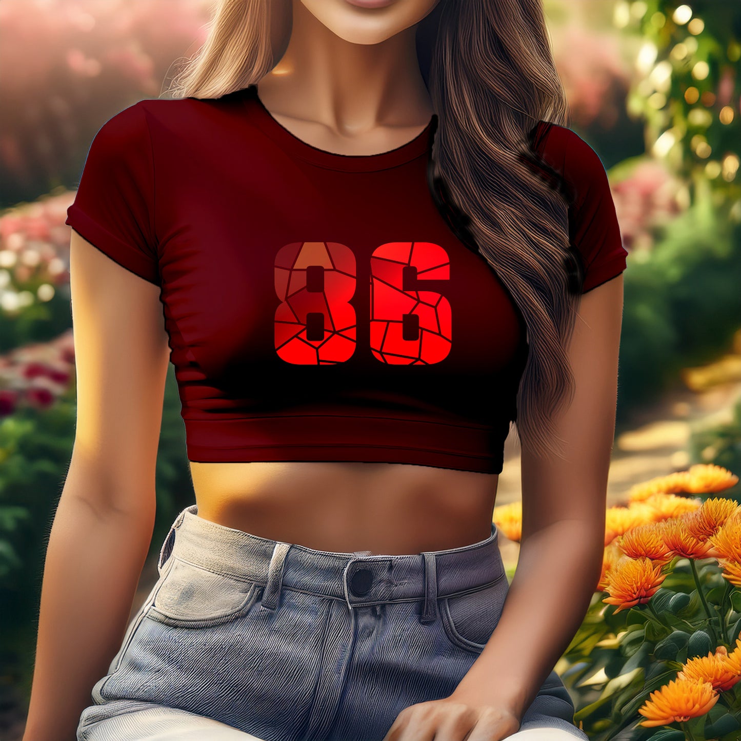 City Posters Plus 86 Number Women Crop Top (Maroon)