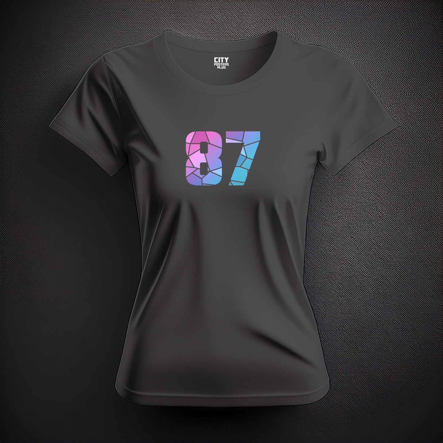 City Posters Plus 87 Number Women T-Shirt (Charcoal Grey) | Stylish Numeric Graphic Tee