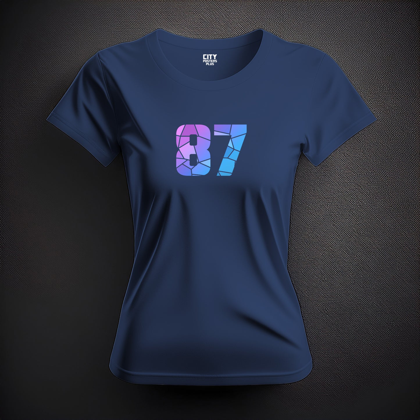 City Posters Plus 87 Number Women T-Shirt (Navy Blue) | Stylish Numeric Graphic Tee