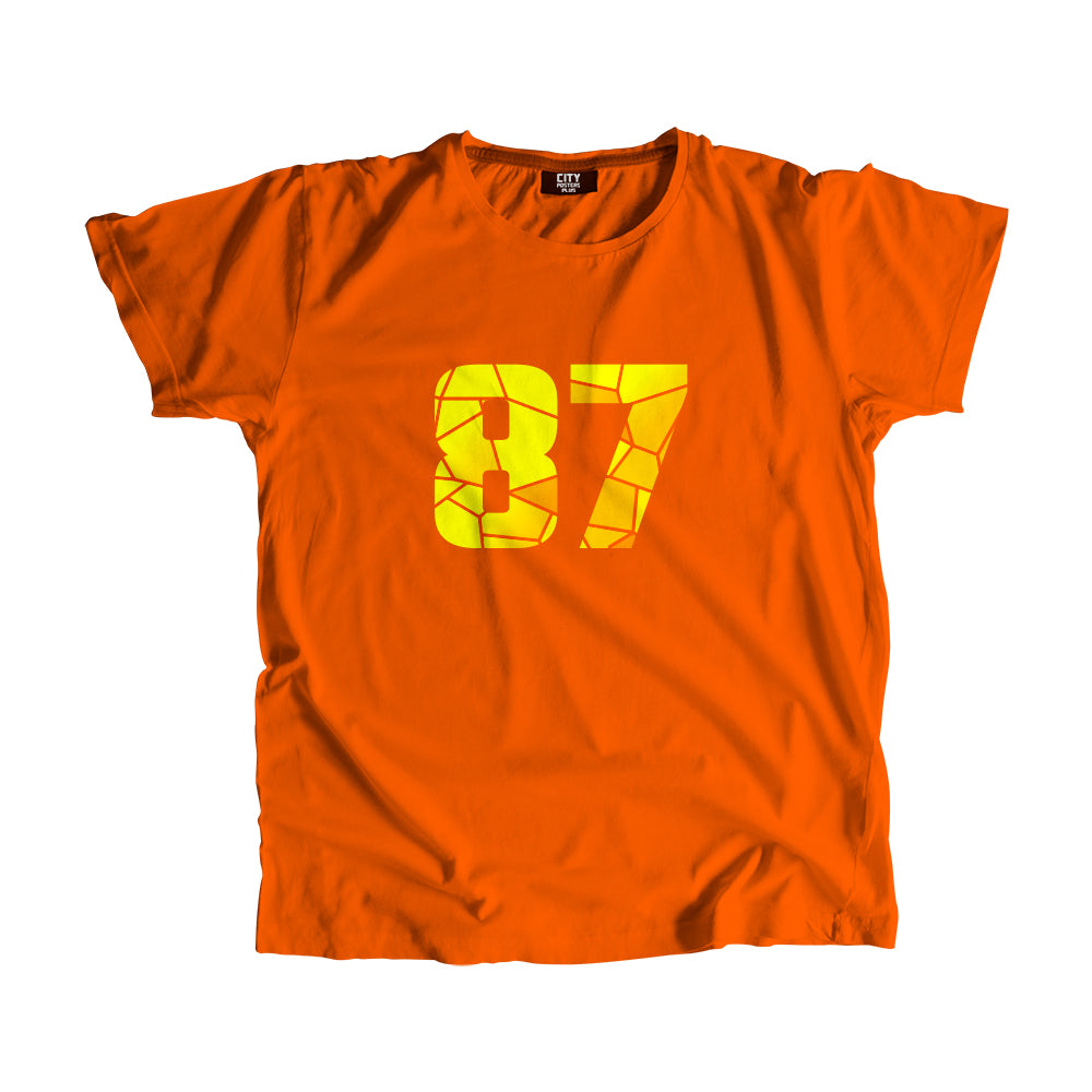 87 Number Men Unisex T-Shirt  (Orange)| Classic Numeric Graphic Tee
