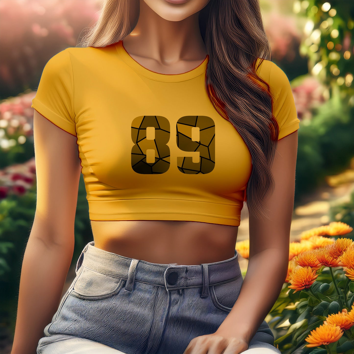City Posters Plus 89 Number Women Crop Top (Golden Yellow)