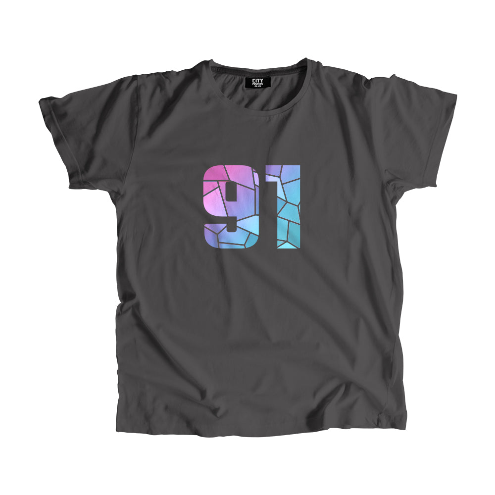 91 Number Men Unisex T-Shirt  (Charcoal Grey)| Classic Numeric Graphic Tee