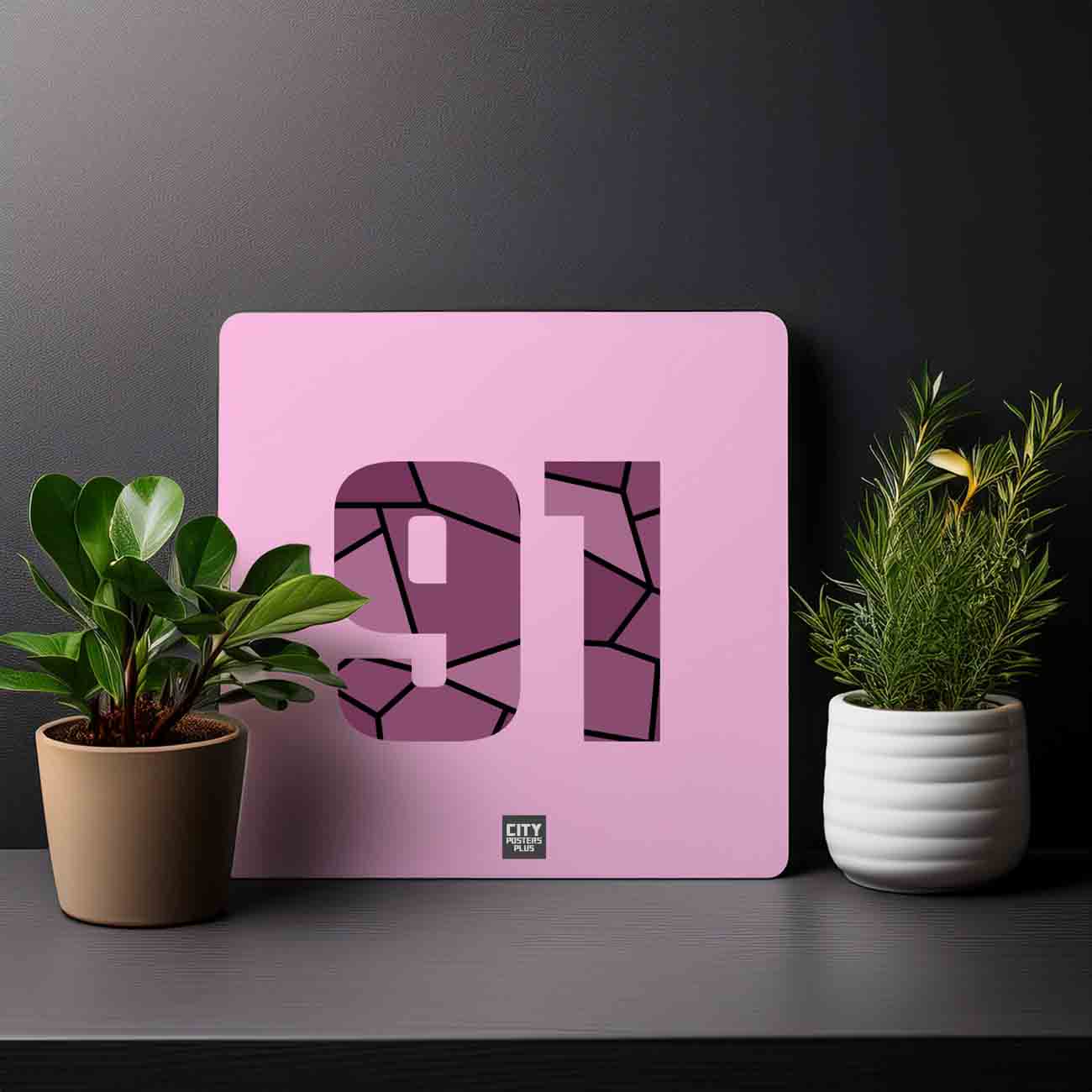 91 Number Mousepad (Light Pink)