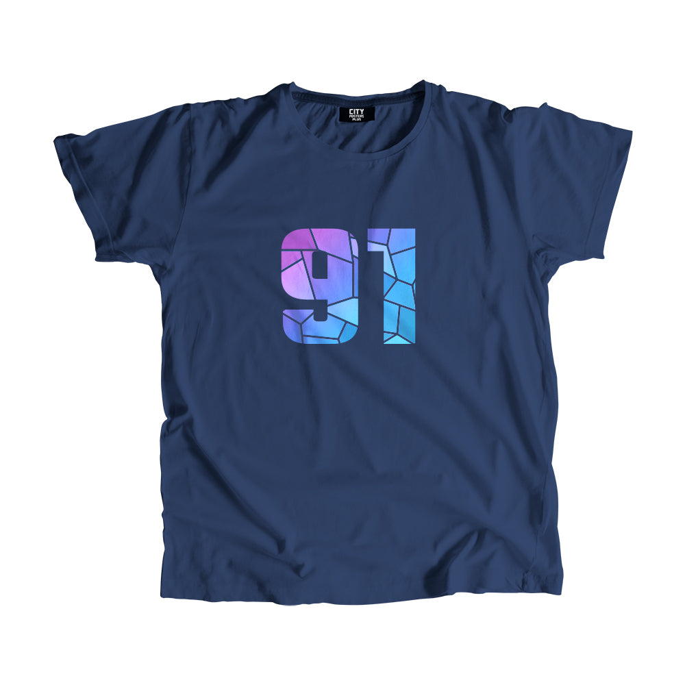 91 Number Men Unisex T-Shirt  (Navy Blue)| Classic Numeric Graphic Tee