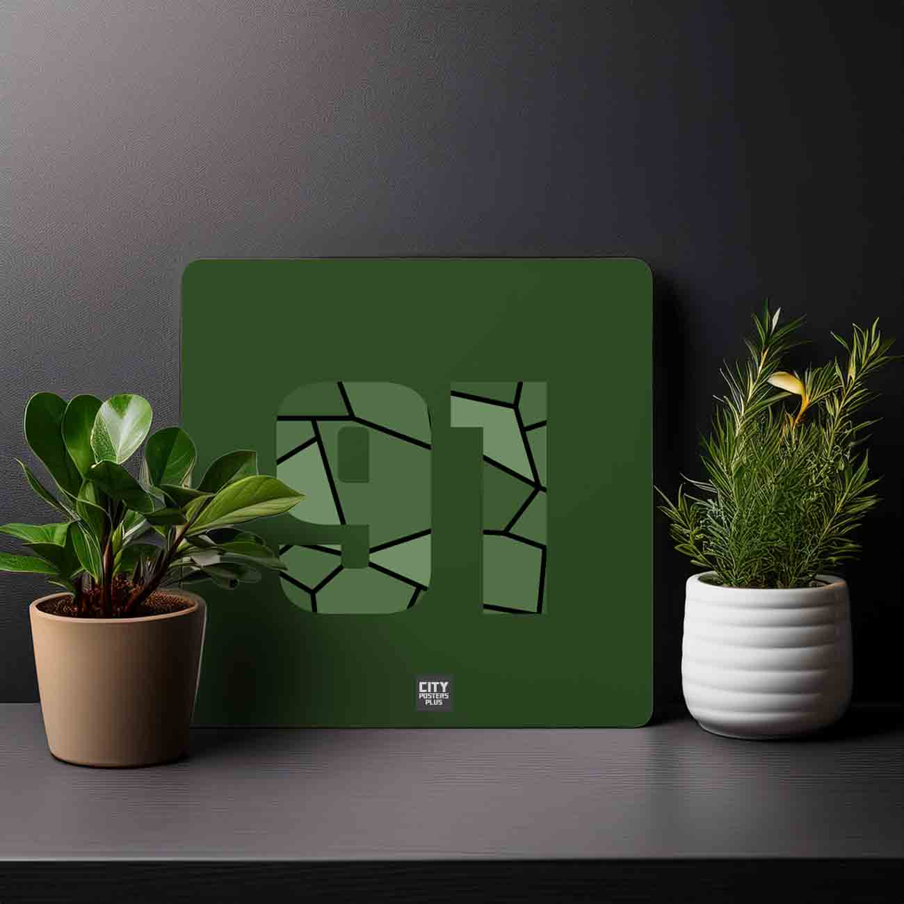 91 Number Mousepad (Olive Green)