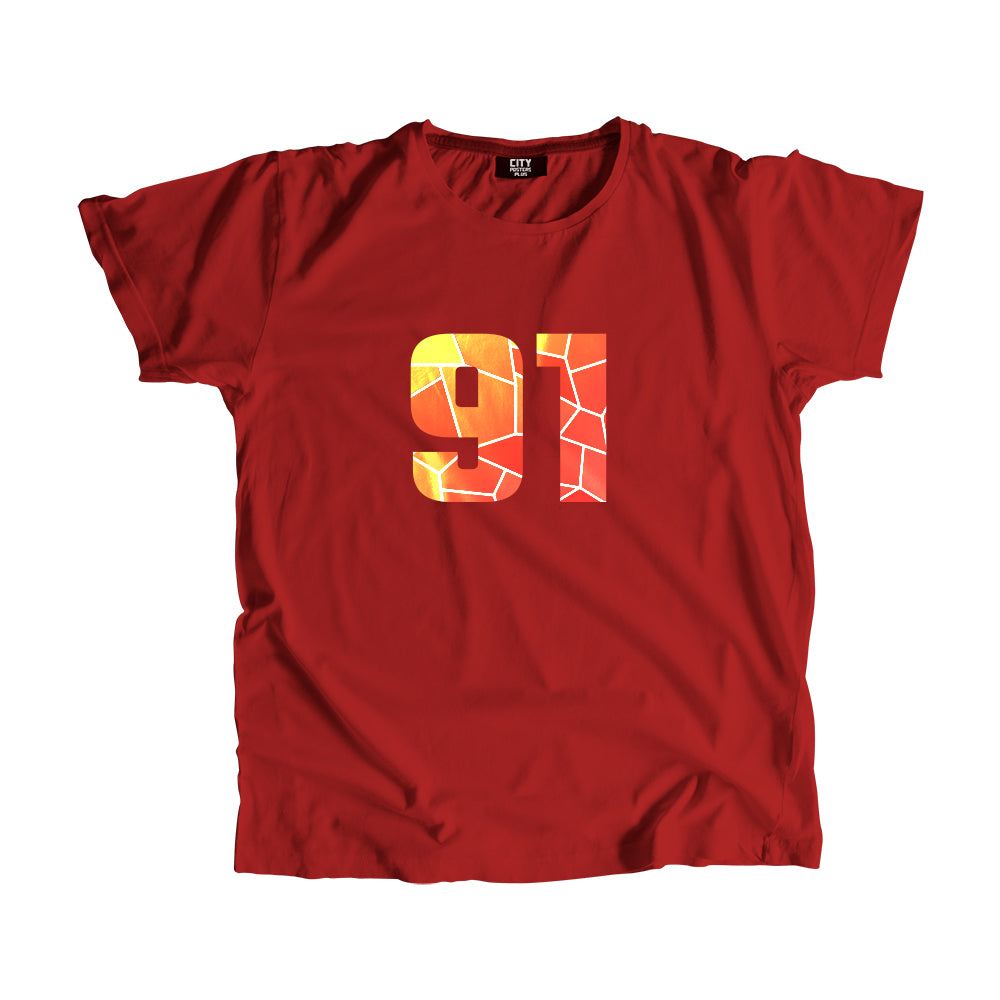 91 Number Men Unisex T-Shirt  (Red)| Classic Numeric Graphic Tee