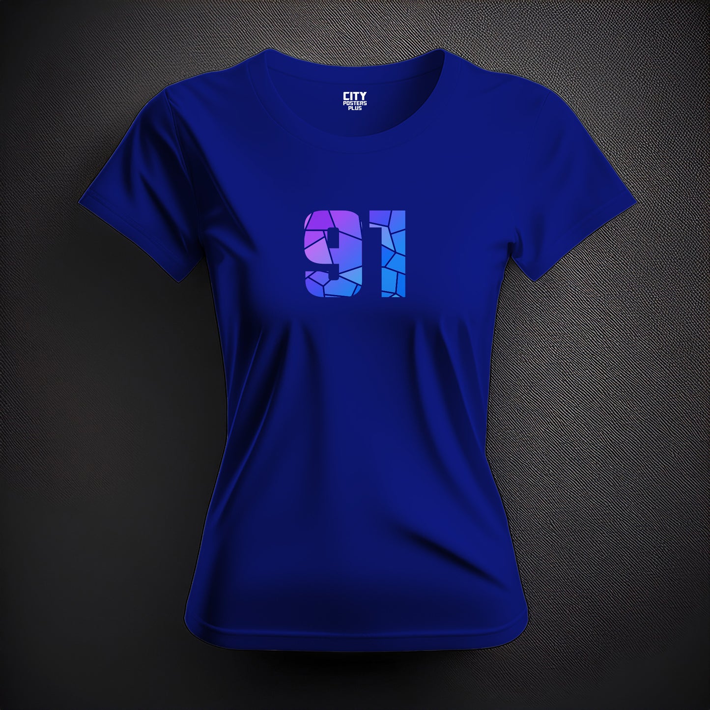 City Posters Plus 91 Number Women T-Shirt (Royal Blue) | Stylish Numeric Graphic Tee