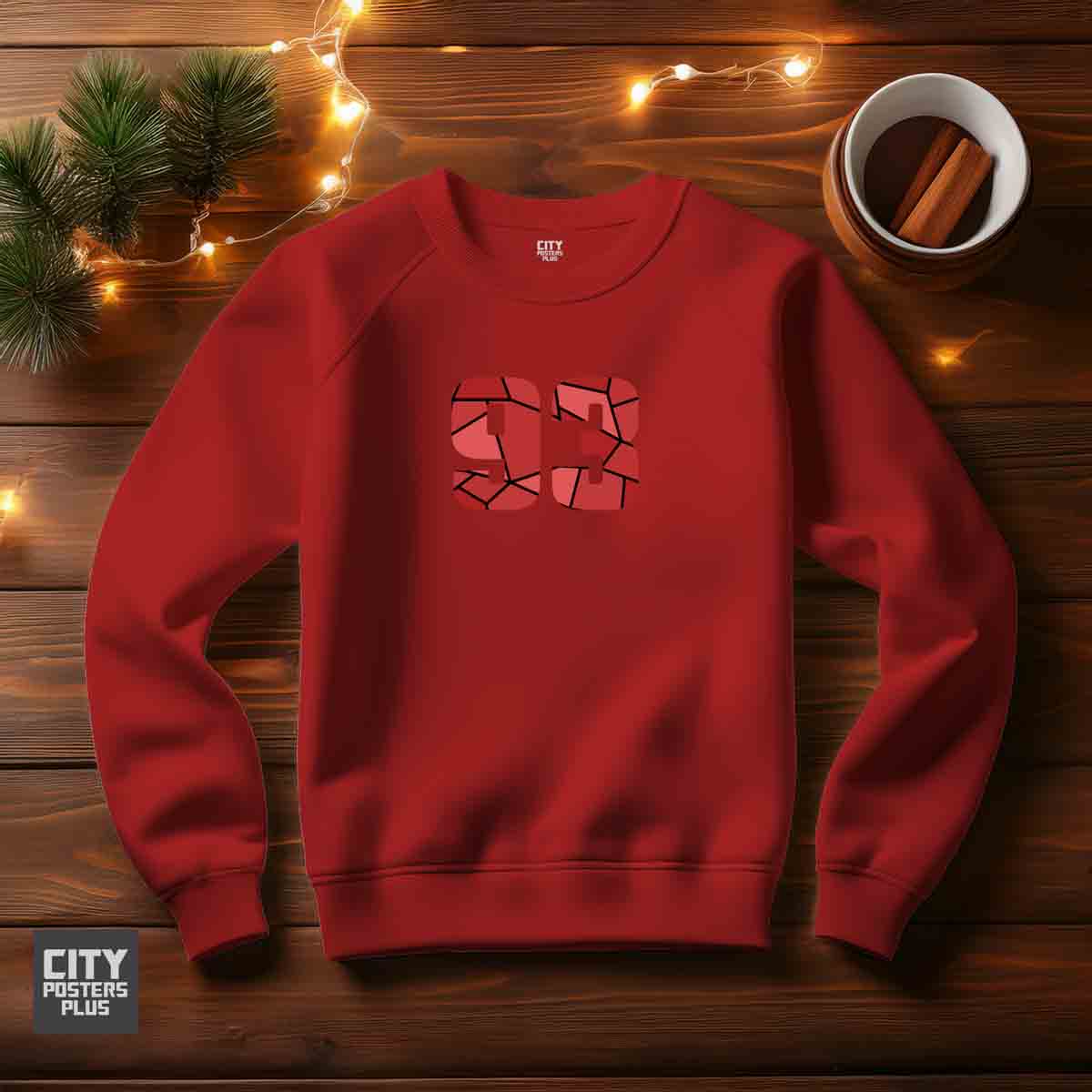 93 Number Unisex Sweatshirt (Red)  Premium Graphic Crewneck