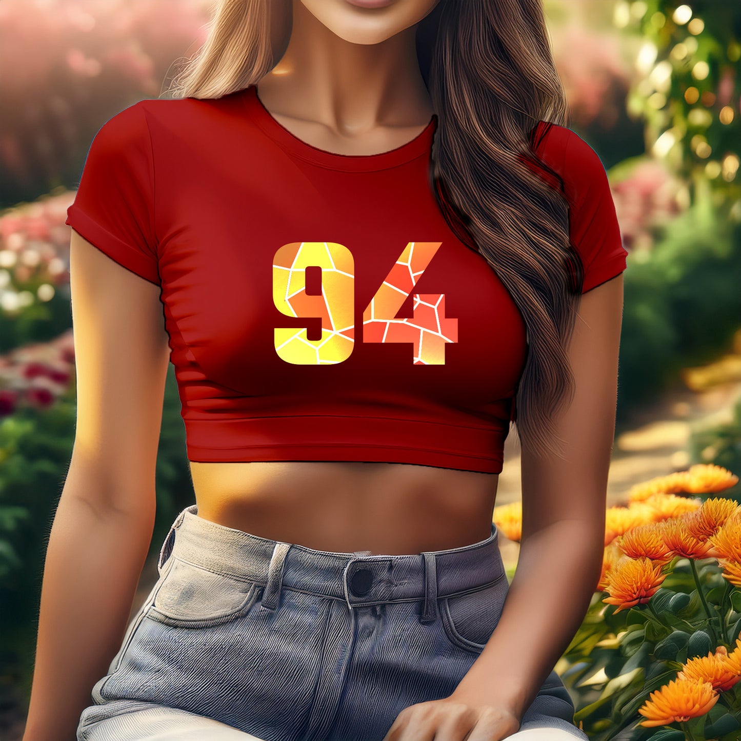 City Posters Plus 94 Number Women Crop Top (Red)