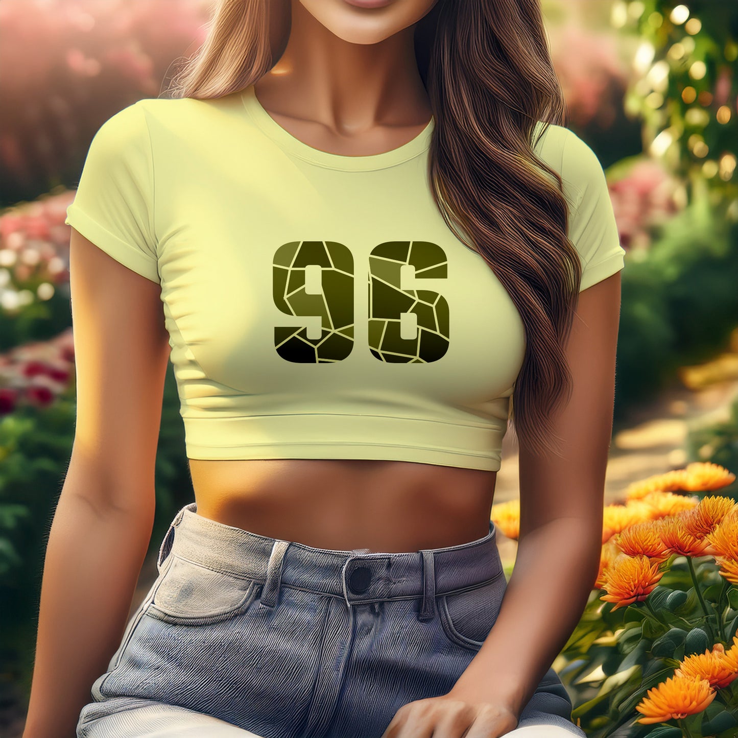 City Posters Plus 96 Number Women Crop Top (Butter Yellow)